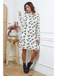 So Cachemire Sukienka dzianinowa "Muggio" w kolorze czarno-beżowym rozmiar: M. Brązowe sukienki So Cachemire, m, bez wzorów, z dzianiny, bez kołnierzyka, bez ramiączek, midi. Za 193.24 zł.