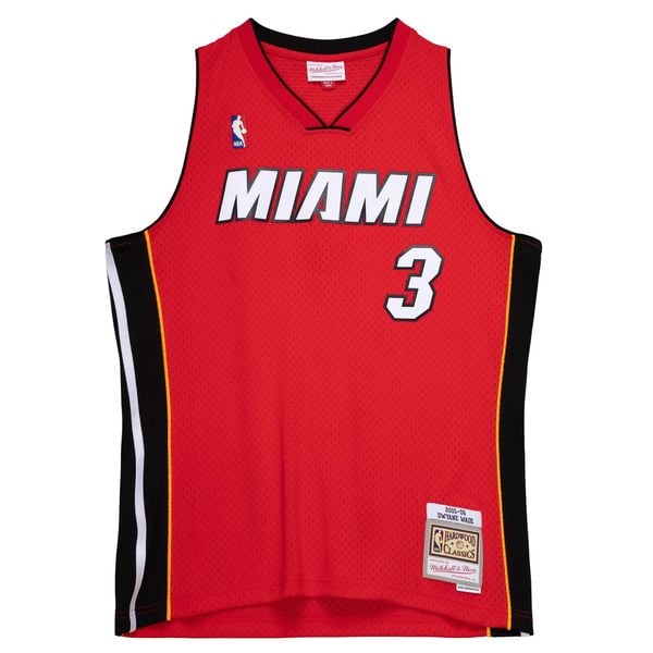 Koszulka Nba Miami Heat Dwyane Wade. Czarne bluzki Mitchell & Ness, bez wzorów, bez kołnierzyka, bez ramiączek. Za 513.50 zł.