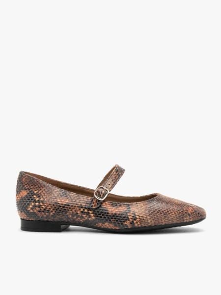 Baleriny damskie w wężowy wzór. Brązowe baleriny Brawo sp. z o.o., bez wzorów, ze skóry, bez obcasa. W wyprzedaży za 224.99 zł.
