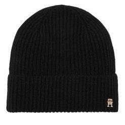 Czapka Tommy Hilfiger. Czarne czapki TOMMY HILFIGER, bez wzorów. Za 369.99 zł.