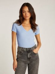 TOMMY JEANS Koszulka w kolorze błękitnym rozmiar: M. Niebieskie bluzki Tommy Jeans, m, bez wzorów, z jeansu, bez kołnierzyka, bez ramiączek. Za 101.23 zł.