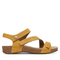 Sandały Josef Seibel. Żółte sandały Josef Seibel, bez wzorów, bez obcasa, na płaskiej podeszwie, bez zapięcia. Za 439.99 zł.