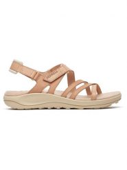 Merrell Skórzane sandały "Harbor Backstrap" w kolorze beżowym rozmiar: 37. Brązowe sandały Merrell, bez wzorów, klasyczne, z otwartym noskiem, bez obcasa, bez zapięcia. Za 237.73 zł.