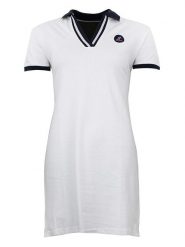 Peak Mountain Sukienka polo w kolorze białym rozmiar: XL. Białe sukienki Peak Mountain, na co dzień, xl, bez wzorów, bez kołnierzyka, bez ramiączek, mini, proste. Za 101.23 zł.