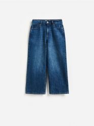 Jeansy culotte - granatowy. Niebieskie jeansy Reserved, bez wzorów. Za 129.99 zł.