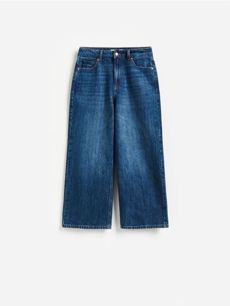 Jeansy culotte - granatowy. Niebieskie jeansy Reserved, bez wzorów. Za 129.99 zł.
