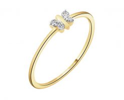 Pierścionek z żółtego złota z brylantami - motyl - 0,04 ct - próba 375. Żółte pierścionki Apart, z brylantem, złote. Za 819.00 zł.