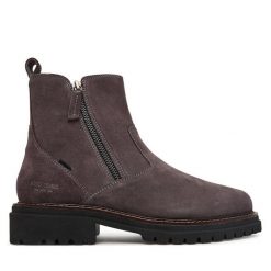 Botki Josef Seibel. Szare botki Josef Seibel, bez wzorów, bez obcasa, na płaskiej podeszwie, bez zapięcia. Za 499.99 zł.