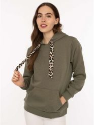 Zwillingsherz Bluza "Strong Soul" w kolorze khaki rozmiar: L/XL. Brązowe bluzy Zwillingsherz, l, bez wzorów, z kapturem. Za 210.81 zł.
