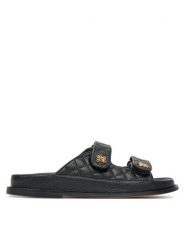 Nine West Klapki V1557-713-1 Czarny. Czarne klapki Nine West, bez wzorów, z materiału, bez obcasa. Za 259.99 zł.