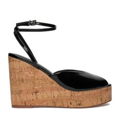 Sandały Badura. Czarne sandały Badura, bez wzorów, bez obcasa, na koturnie, bez zapięcia. Za 249.99 zł.