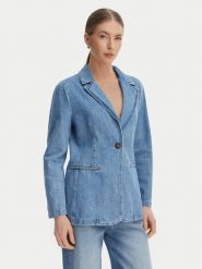 Marella Marynarka Emme by Marella Teca 2615041021 Niebieski Regular Fit. Niebieskie marynarki i żakiety Marella, bez wzorów, z jeansu. Za 459.99 zł.
