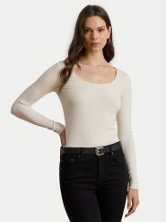 LAUREN RALPH LAUREN Bluzka 200980145001 Beżowy Slim Fit. Brązowe bluzki Lauren Ralph Lauren, xs, bez wzorów, bez kołnierzyka, bez ramiączek. Za 419.99 zł.