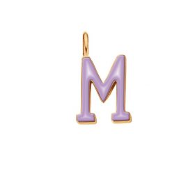 Literka M z fioletową emalią pozłacana. Fioletowe bransoletki Lilou, pozłacane. Za 99.00 zł.