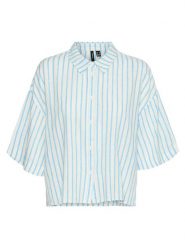 Vero Moda Koszulka w kolorze niebiesko-białym rozmiar: L. Białe bluzki Vero Moda, l, bez wzorów, bez kołnierzyka, bez ramiączek. Za 89.88 zł.