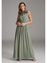 SWING Sukienka w kolorze zielonym rozmiar: 42. Brązowe sukienki Swing, bez wzorów, bez kołnierzyka, bez ramiączek, maxi. Za 232.78 zł.