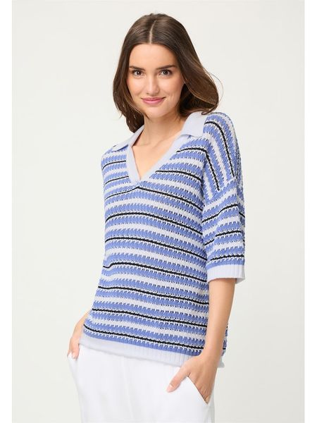 Olsen Sweter w kolorze niebiesko-kremowym rozmiar: 44. Brązowe swetry Olsen, bez wzorów, ze splotem, bez ramiączek. Za 169.95 zł.