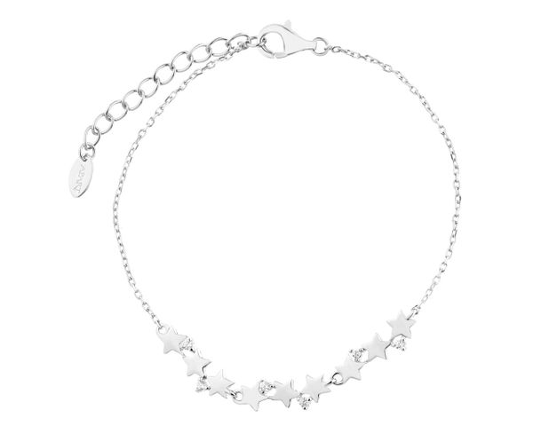 Bransoletka srebrna z cyrkoniami - gwiazdy. Szare bransoletki Apart, z cyrkonią, srebrne. W wyprzedaży za 132.30 zł.