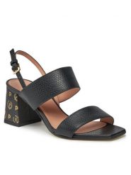 Pollini Sandały SA16106C1ITDP000 Czarny. Czarne sandały Pollini, bez wzorów, ze skóry, bez obcasa, na słupku, bez zapięcia. Za 1,019.00 zł.