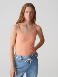 OPUS Top w kolorze pomarańczowym rozmiar: 40. Pomarańczowe topy Opus, bez wzorów, bez kołnierzyka, bez ramiączek. Za 44.95 zł.