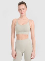 4F Biustonosz treningowy z niskim wsparciem - beżowy M/L. Brązowe bielizna sportowa 4f, l, bez wzorów, z dzianiny. W wyprzedaży za 69.99 zł.