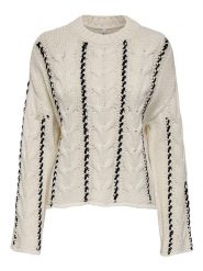 ONLY Sweter w kolorze kremowo-czarnym rozmiar: M. Brązowe swetry Only, m, bez wzorów, ze splotem, bez ramiączek. Za 158.84 zł.