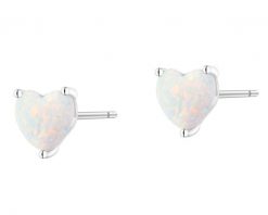 Kolczyki srebrne z opalami syntetycznymi - serca. Szare kolczyki Apart, z opalem, srebrne. Za 159.00 zł.