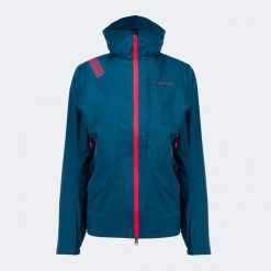 Kurtka przeciwdeszczowa damska La Sportiva Crizzle EVO Shell. Niebieskie kurtki sportowe La Sportiva, bez wzorów, bez kaptura. Za 849.99 zł.