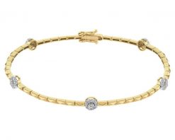 Bransoletka z żółtego złota z brylantami - 18 cm - 0,31 ct - próba 585. Żółte bransoletki Apart, z brylantem, złote. Za 8,690.00 zł.