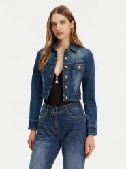 Elisabetta Franchi Kurtka jeansowa BJ-37I-51E2-V620 Niebieski Regular Fit. Niebieskie kurtki Elisabetta Franchi, bez wzorów, z bawełny, bez kaptura. Za 1,539.00 zł.
