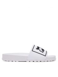 Versace Jeans Couture Klapki 78VA3SQ2 Biały. Białe klapki Versace Jeans Couture, bez wzorów, z jeansu, bez obcasa. Za 229.99 zł.