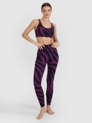 4F Legginsy do jogi i pilatesu szybkoschnące damskie - fioletowe S. Fioletowe legginsy 4f, s, bez wzorów, z dzianiny, z podwyższonym stanem, na fitness i siłownię. W wyprzedaży za 99.99 zł.