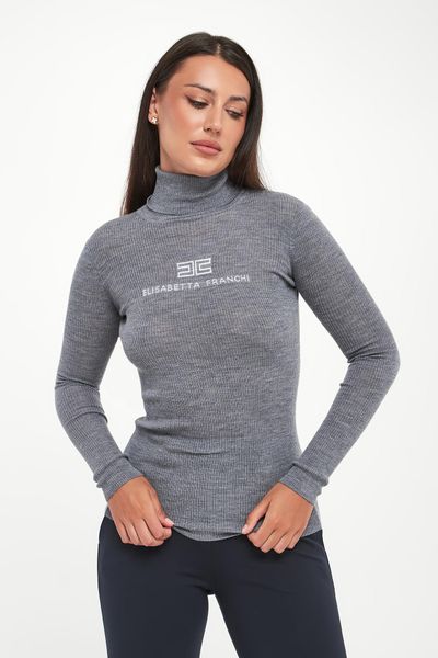 Golf damski wełniany z logo ELISABETTA FRANCHI. Golfy Elisabetta Franchi, bez wzorów, z wełny, bez ramiączek. Za 1,369.00 zł.