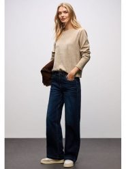 Street One Sweter w kolorze beżowym rozmiar: 38. Brązowe swetry Street One, bez wzorów, bez ramiączek. Za 135.49 zł.