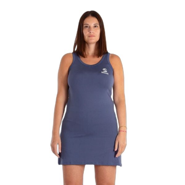 Sukienka damska Softee Atenea. Niebieskie sukienki SOFTEE, bez wzorów, eleganckie, bez kołnierzyka, bez ramiączek, sportowe. Za 216.99 zł.