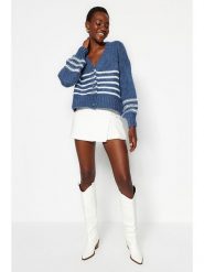 Trendyol Kardigan w kolorze granatowo-białym rozmiar: M. Białe kardigany Trendyol, m, bez wzorów. Za 86.99 zł.