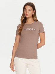 Guess T-Shirt O5RI01 KBBU1 Beżowy Regular Fit. Brązowe t-shirty Guess, l, z aplikacjami, z bawełny, bez kołnierzyka, bez ramiączek. Za 119.99 zł.