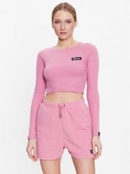 Ellesse Bluzka Linny SGR17947 Różowy Slim Fit. Czerwone bluzki Ellesse, bez wzorów, z bawełny, bez kołnierzyka, bez ramiączek. Za 99.99 zł.