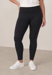 Czarne Gładkie Legginsy z Wysokim Stanem i Panelem Podkreślającym Talię Noseno. Czarne legginsy Born2be, plus size, bez wzorów, z jeansu, z podwyższonym stanem. Za 79.99 zł.