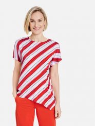 Gerry Weber Koszulka w kolorze czerwono-białym rozmiar: 38. Białe bluzki Gerry Weber, s, bez wzorów, z wiskozy, klasyczne, z asymetrycznym kołnierzem, bez ramiączek. Za 88.02 zł.