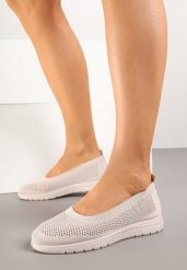 Beżowe Tenisówki z Siateczkową Cholewką Avisela. Brązowe trampki Born2be, bez wzorów, z jeansu, bez zapięcia. Za 44.99 zł.