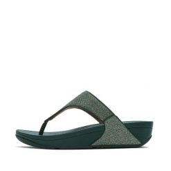 Klapki między palcami damskie FitFlop Lulu Shimmerglitz. Niebieskie klapki FIT FLOP, bez wzorów, bez obcasa. Za 450.50 zł.