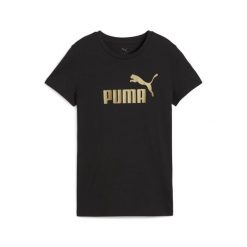 Damska koszulka z logo NO. 1 ESS METALLIC PUMA Black Metallic Gold. Czarne bluzki Puma, xl, bez wzorów, sportowe, bez kołnierzyka, bez ramiączek. Za 80.99 zł.