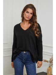 Plume Sweter "Ginette" w kolorze czarnym rozmiar: M. Czarne swetry Plume, m, bez wzorów, z kaszmiru, bez ramiączek. Za 154.79 zł.