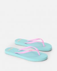 Japonki damskie Rip Curl Bondi Bloom. Niebieskie klapki Rip Curl, bez wzorów, z materiału, bez obcasa. Za 69.99 zł.