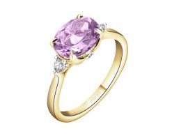 Pierścionek z żółtego złota z brylantami i ametystem - próba 585. Żółte pierścionki Apart, z ametystem, złote. Za 4,990.00 zł.