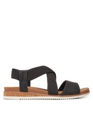 Skechers Sandały BOBS Desert Kiss Low 114705/BLK Czarny. Czarne sandały Skechers, bez wzorów, z materiału, bez obcasa, na płaskiej podeszwie, bez zapięcia. Za 159.99 zł.