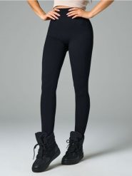 Legginsy - czarny. Czarne legginsy Sinsay, l, bez wzorów, prążkowane, z podwyższonym stanem. W wyprzedaży za 19.99 zł.