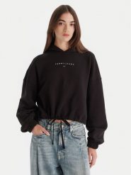 Tommy Jeans Bluza Bling Linear DW0DW21607 Czarny Regular Fit. Czarne bluzy Tommy Jeans, m, bez wzorów, z bawełny, bez kaptura. Za 469.99 zł.