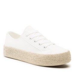 Espadryle DeeZee. Białe espadryle DeeZee, bez wzorów, bez obcasa, bez zapięcia. Za 99.99 zł.